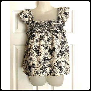 Blu Pepper Linen Blend Embroidered Floral Sleeveless Top